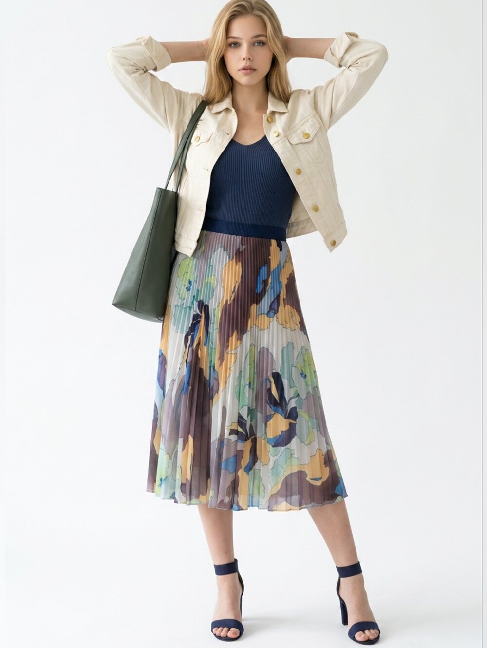 Wilfred Twirl Pleated Floral Midi Skirt in Multicolor - Picture 1 of 11
